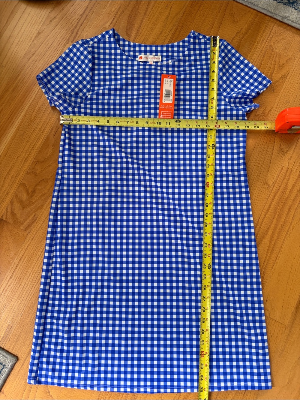 JUDE CONNALLY ella dress size medium NWT gingham cobalt patriotic - Picture 3 of 6